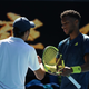 Aslan Karatsev (l.) pulled out a comeback Sunday after finding himself down two sets against Felix Auger-Aliassime (r.).